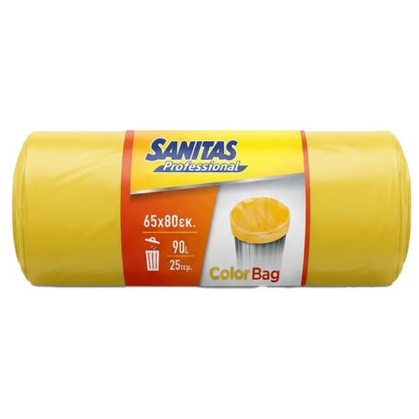 SANITAS professional σακούλες απορριμμάτων κίτρινες 65cmx80cm 25τεμ