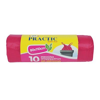 PRACTIC σακούλα απορριμμάτων με χερούλια φούξια 80x110cm 10τεμ – Σακούλες Απορριμμάτων