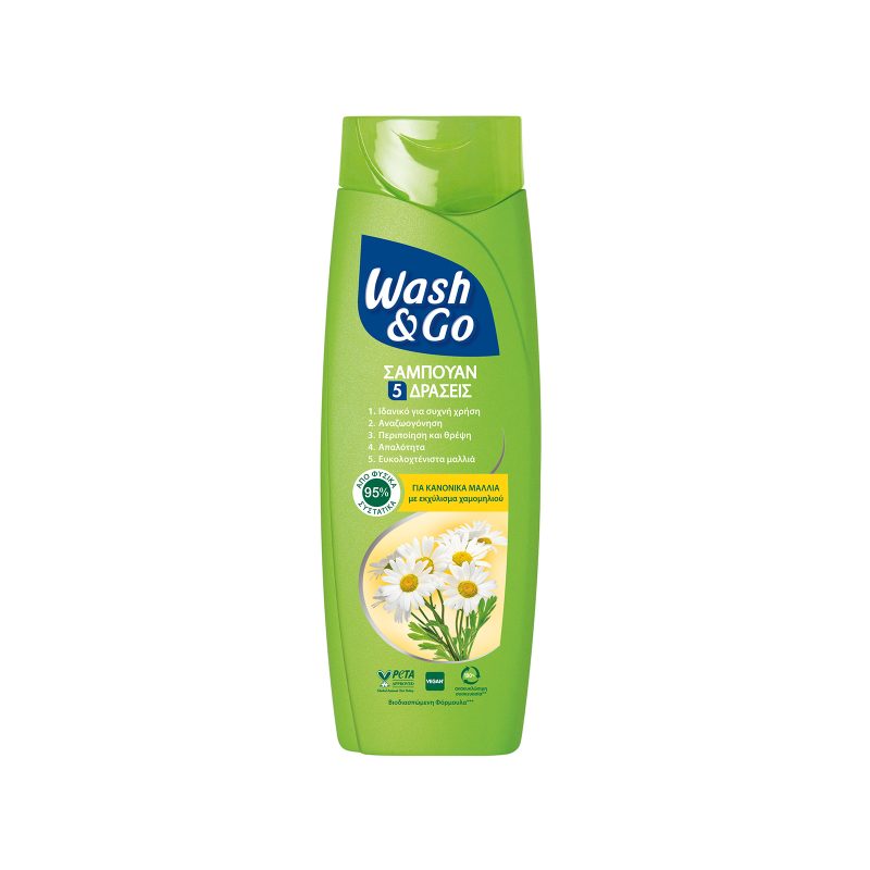 WASH και GO σαμπουάν μαλλιών κανονικά μαλλιά με εκχύλισμα χαμομηλιού 360ml