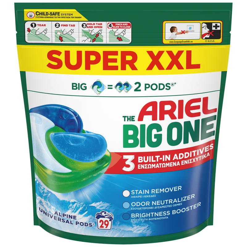 ARIEL κάψουλες πλυντηρίου ρούχων big one alpine 29τεμ – Απορρυπαντικά Ρούχων