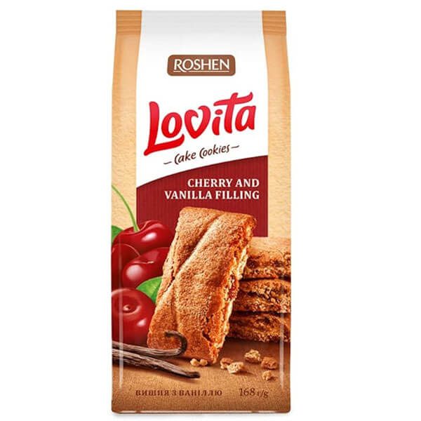 ROSHEN μπισκότα cookies lovita με κεράσι και βανίλια 168gr