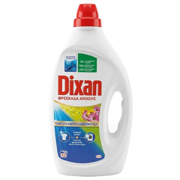 DIXAN υγρό πλυντηρίου ρούχων Φρεσκάδα Άνοιξης 32μεζ 1,44lt – Ενισχυτικά Πλύσης