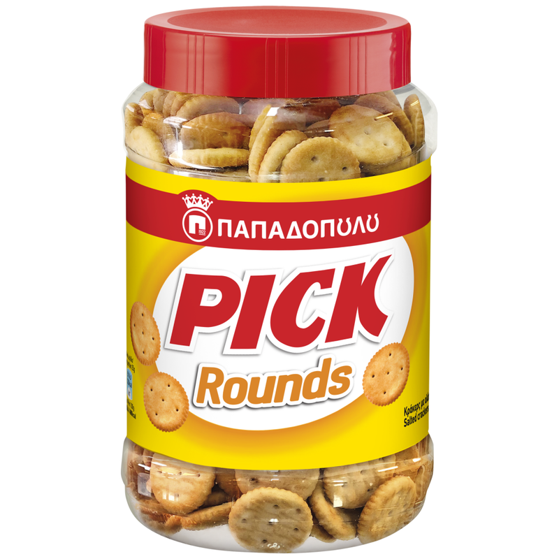 ΠΑΠΑΔΟΠΟΥΛΟΥ κράκερ pick crackers rounds 335gr – Παπαδοπούλου – Αλμυρά Snacks