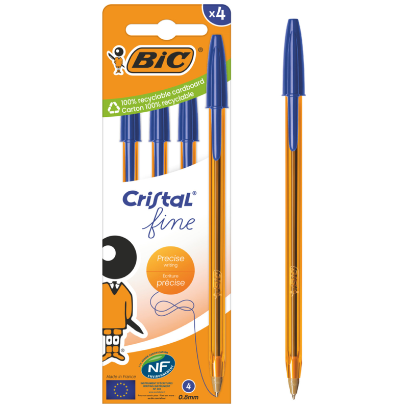 BIC στυλό Cristal Fine μπλε 4τεμ