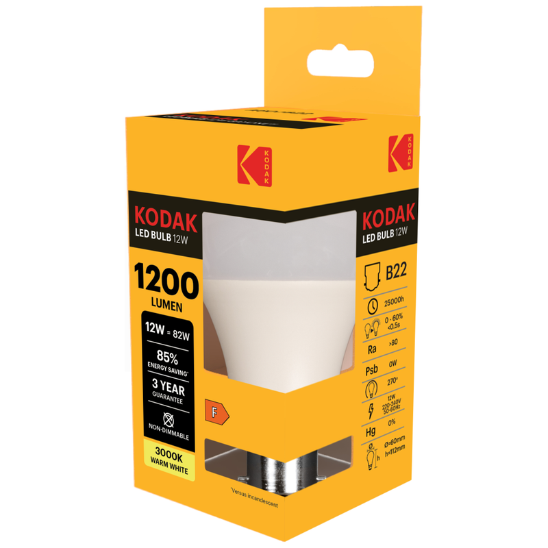 KODAK λάμπα πυρακτώσεως Led A60 B22 12W Θερμό λευκό – Λάμπες LED