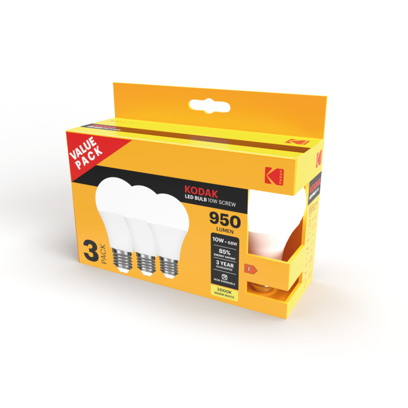 KODAK λάμπα Led A60 E27 1W Θερμό λευκό 3τεμ – Λάμπες LED