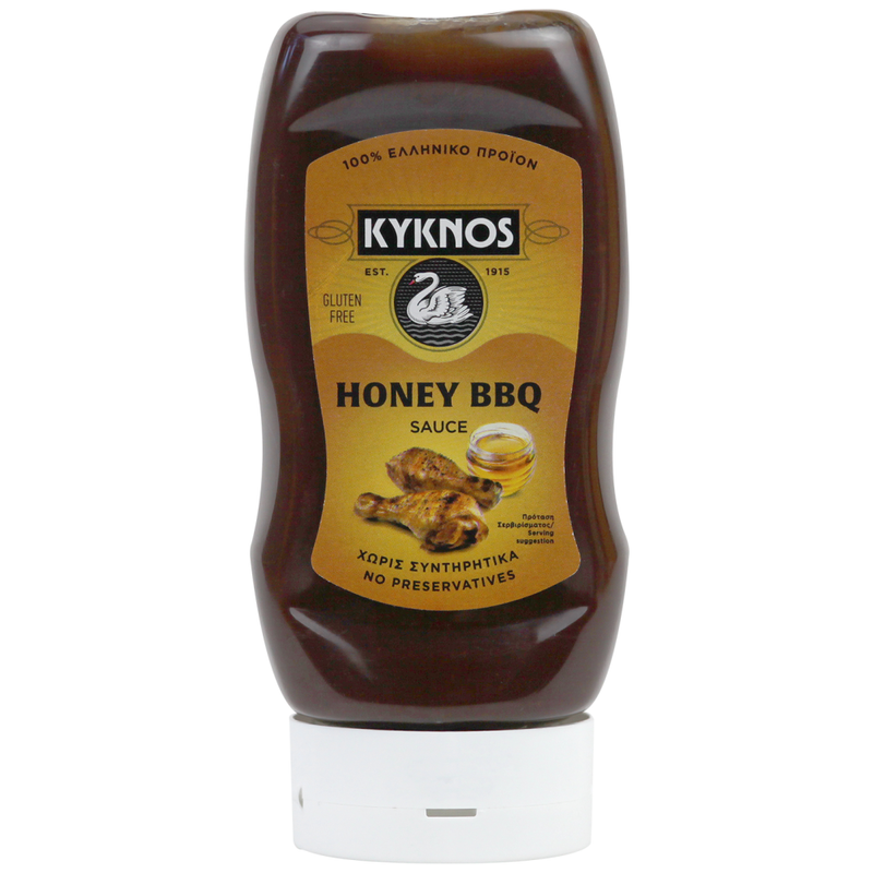 ΚΥΚΝΟΣ σάλτσα bbq με μέλι χωρίς γλουτένη top down 370gr – Κύκνος – Σάλτσες και Dressings