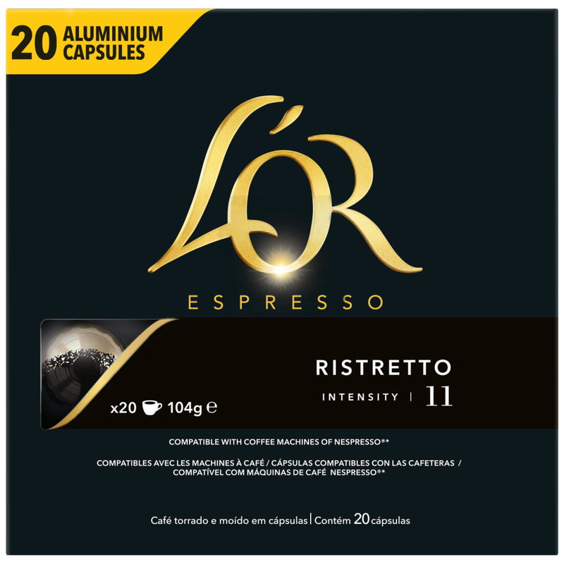 L'OR καφές espresso Ristretto σε κάψουλες συμβατές με μηχανή Nespresso 20τεμ – Κάψουλες Καφέ και Ροφημάτων