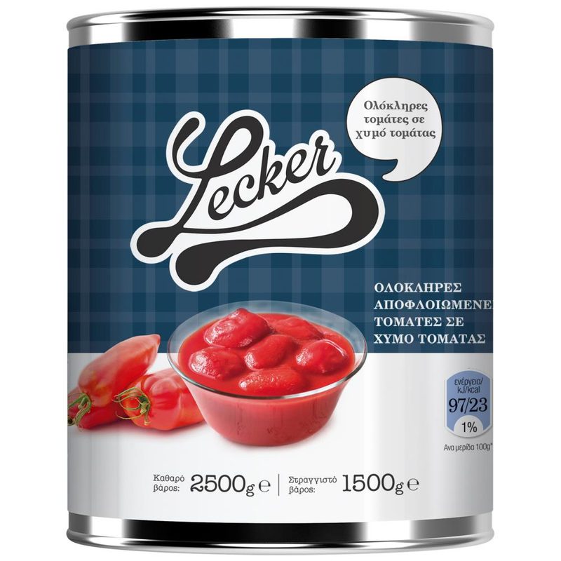 LECKER αποφλοιωμένες τομάτες 2,5kg – Τρόφιμα Μακράς Συντήρησης