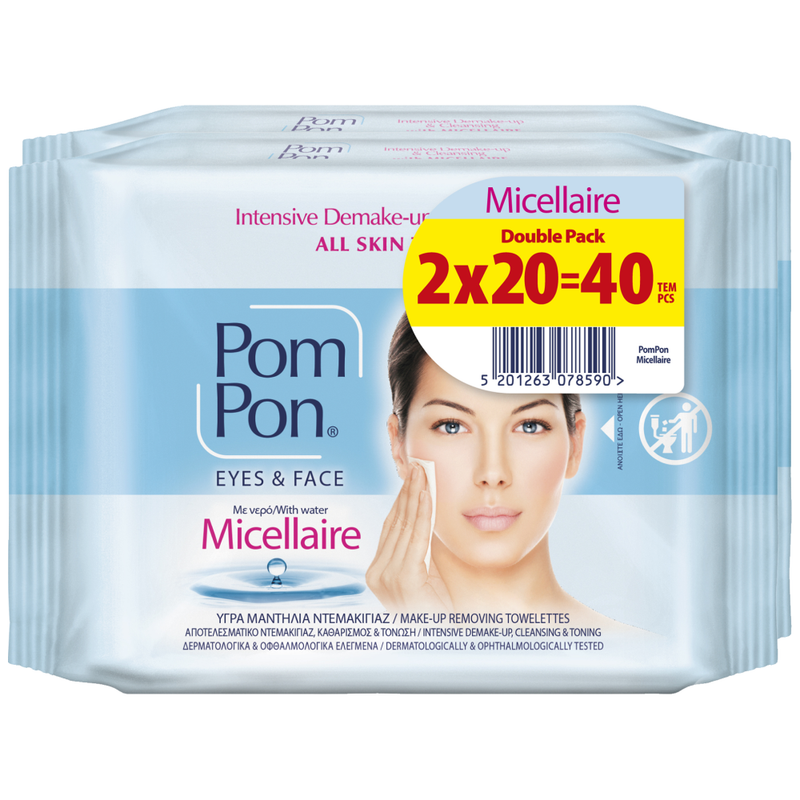 POM PON μαντηλάκια ντεμακιγιάζ micellaire 2x20τεμ – Καθαριστικά Προσώπου
