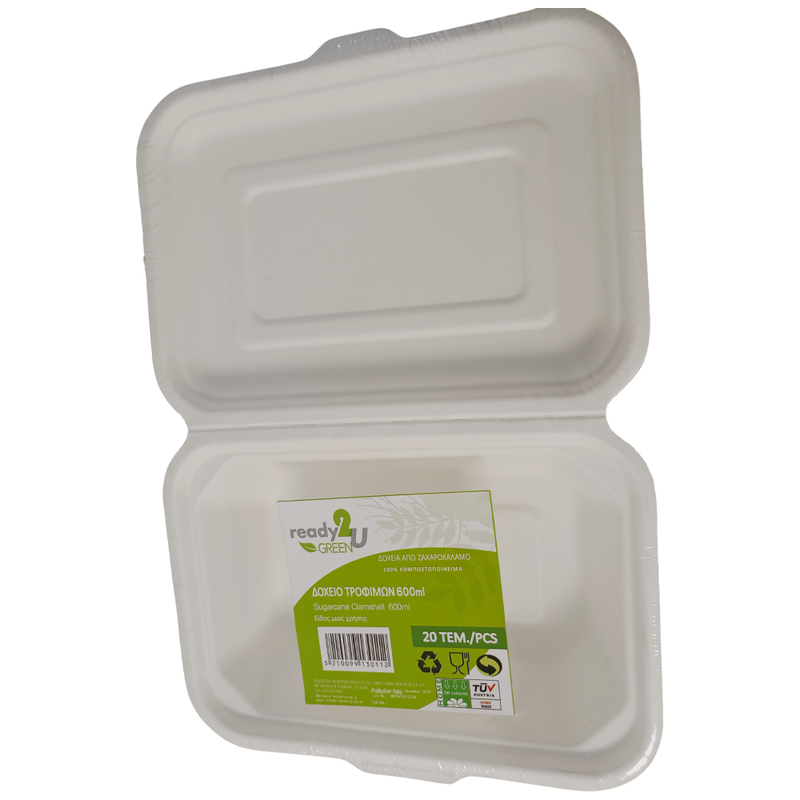 READY 2U δοχείο από ζαχαροκάλαμο 600ml – Κουτιά Τροφίμων μιας Χρήσης (Χονδρική)