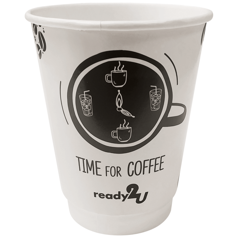 READY 2U ποτήρι χάρτινο double wall Time For Coffee 12oz 25τεμ – Ποτήρια μιας Χρήσης