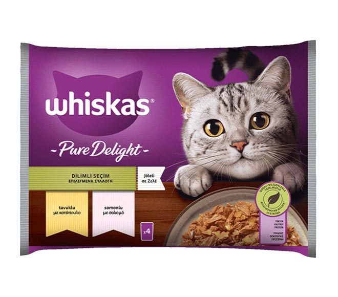 WHISKAS γατοτροφή υγρή pure delight κοτόπουλο 4x85gr – Υγρή Τροφή Γάτας
