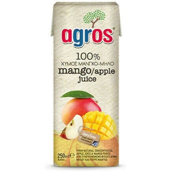 AGROS χυμός 100% φυσικός μάνγκο - μήλο 250ml – Χυμοί