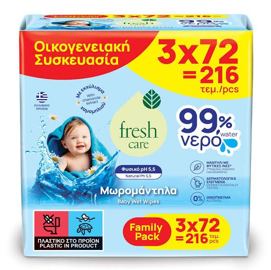 FRESH CARE μωρομάντηλα 99% νερό 3x72τεμ
