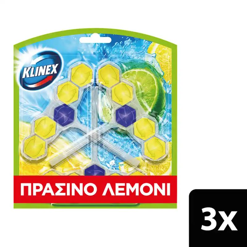 KLINEX μπλοκ αρωματικό τουαλέτας πράσινο λεμόνι 3x50gr – Καθαριστικά Μπάνιου