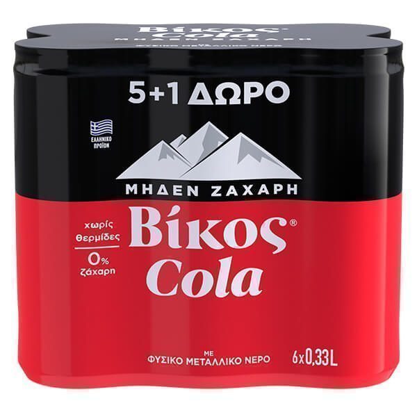 ΒΙΚΟΣ αναψυκτικό cola χωρίς ζάχαρη κουτί 6x330ml – Βίκος – Αναψυκτικά