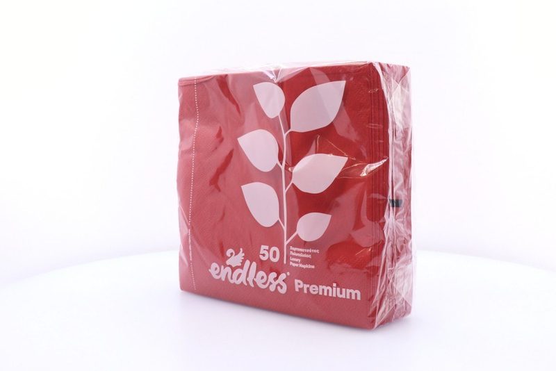 ENDLESS χαρτοπετσέτες premium κόκκινη 33x33cm 50 φύλλα – Χαρτοπετσέτες και Κουβέρ Εστίασης